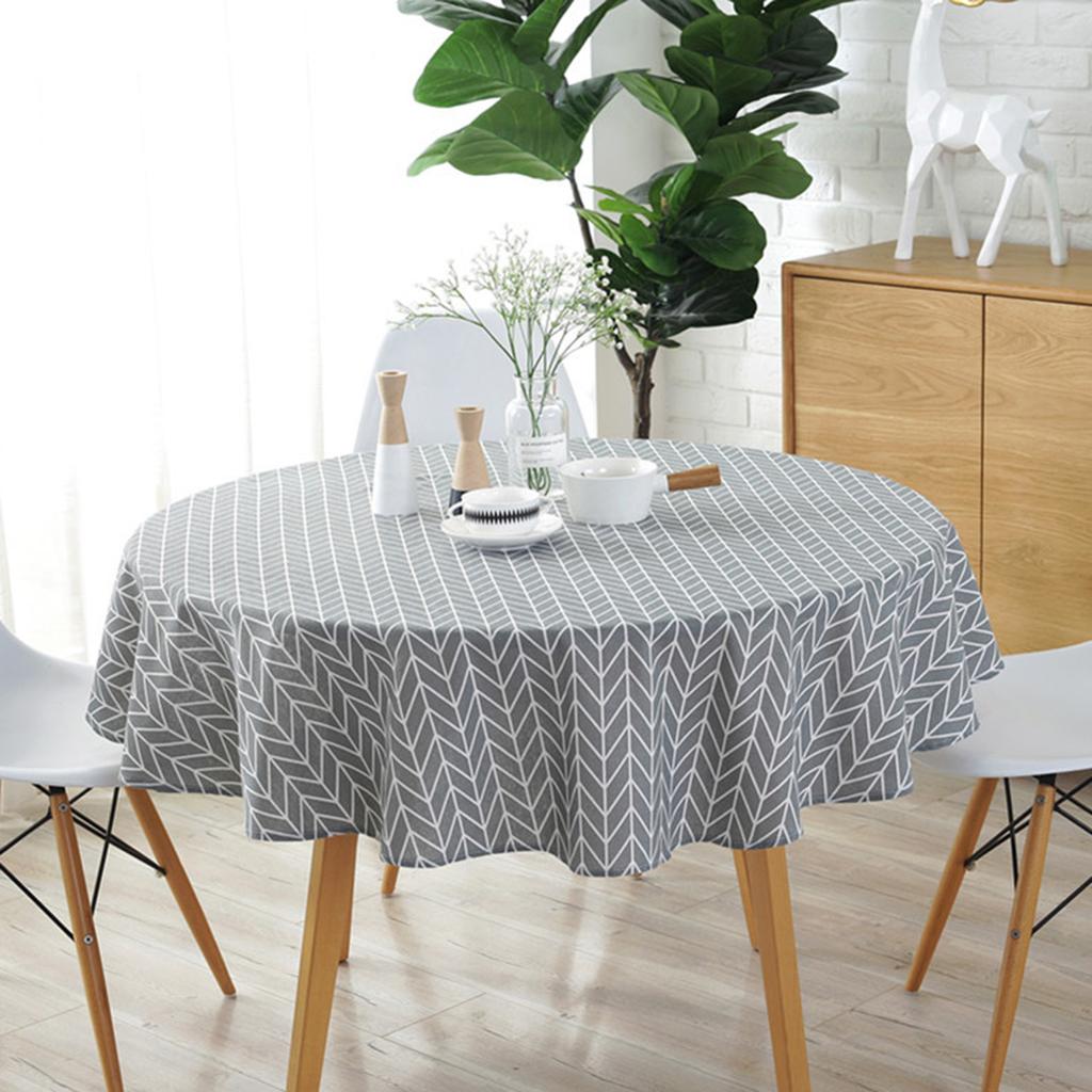 Styl Północnoeuropejski Mieszanka Terylenu i Bawełny Okrągły Obrus Wielokolorowy Trójkąt Biała Linia Szary