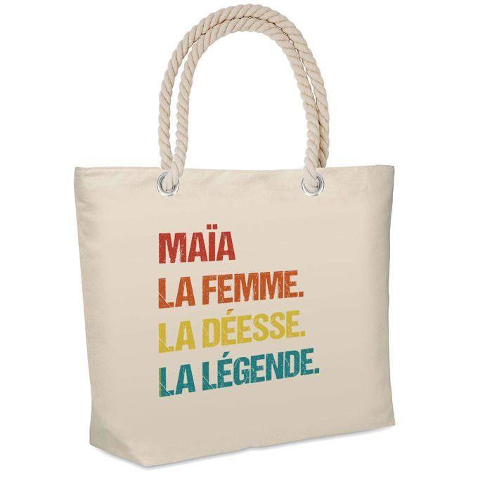 Sac de plage - PLANETEE - Maïa Déesse Légende Vintage - Isotherme - Coton - Beige