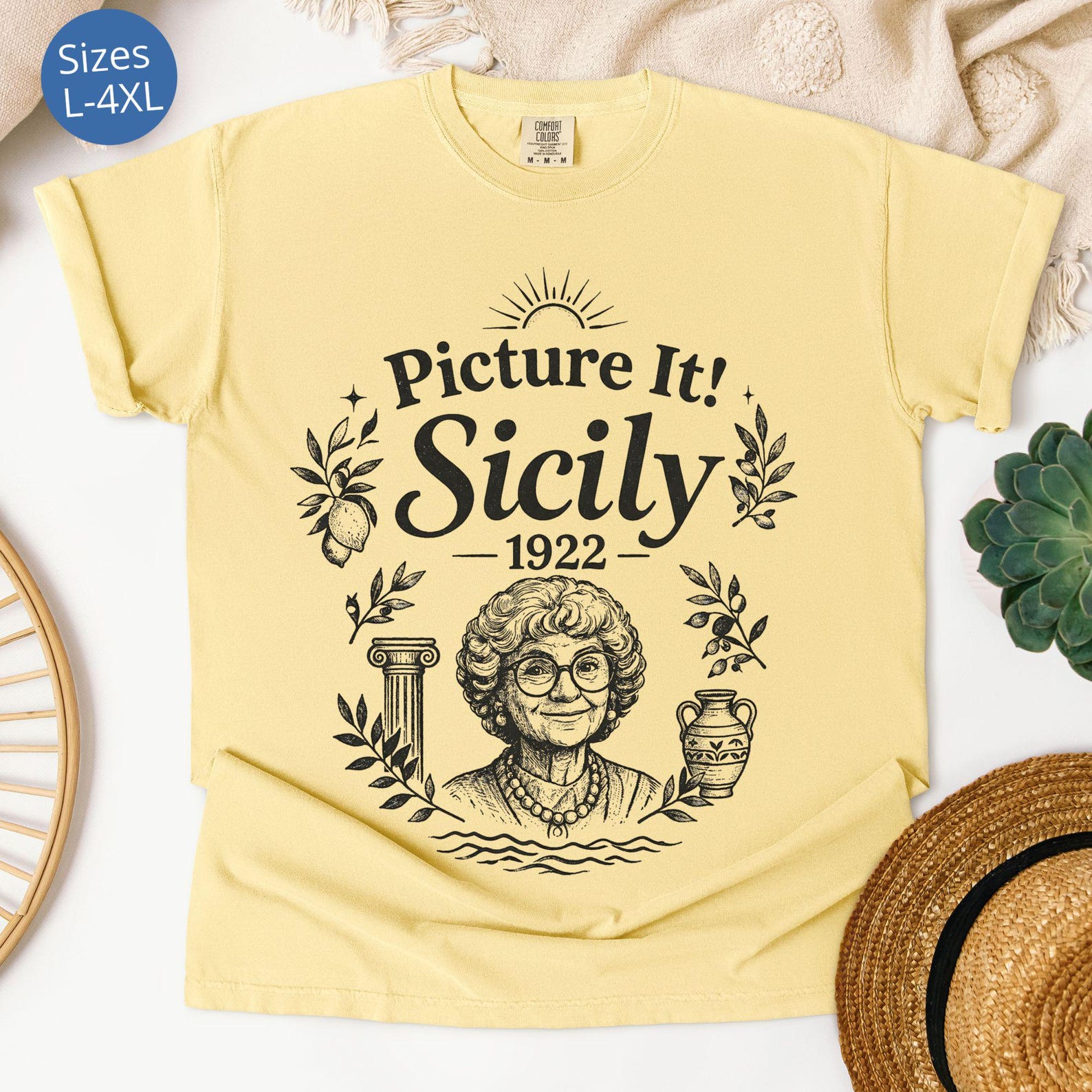 Picture It Sicily 1922 Plus Size Shirt, Oversized Retro Shirt, Retro Italian Shirt, Golden Girls Gift, Plus Size 80s TV Shirt, Sicily Tshirt 4XL