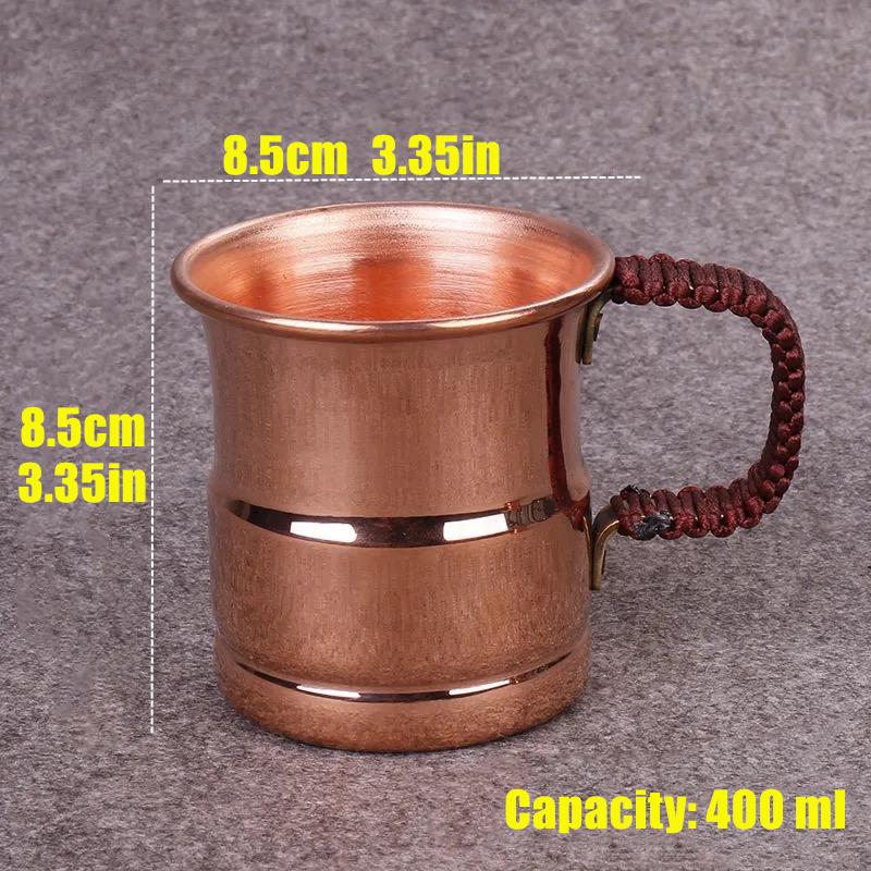 Handcrafted Pure Copper Beer Milk Mug Weave Handle Thickened Moscow Water Mule 400 ml Breakfast Cup Moscow Drinkware Tableware
