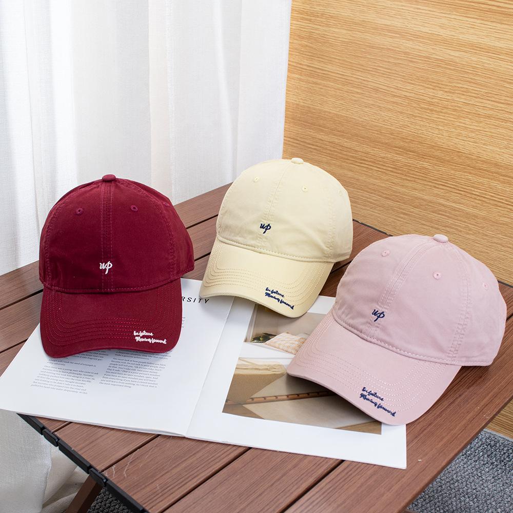 Casquette de baseball déchirée à broderie de petites lettres simple pour femmes, nouvelle, lavée, visière incurvée, protection du visage, petite casquette