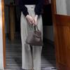 High-Waisted Drapey Summer Tailored Trousers for Women - Grey Slimming Straight-Leg Wide-Leg Ankle-Length Culottes