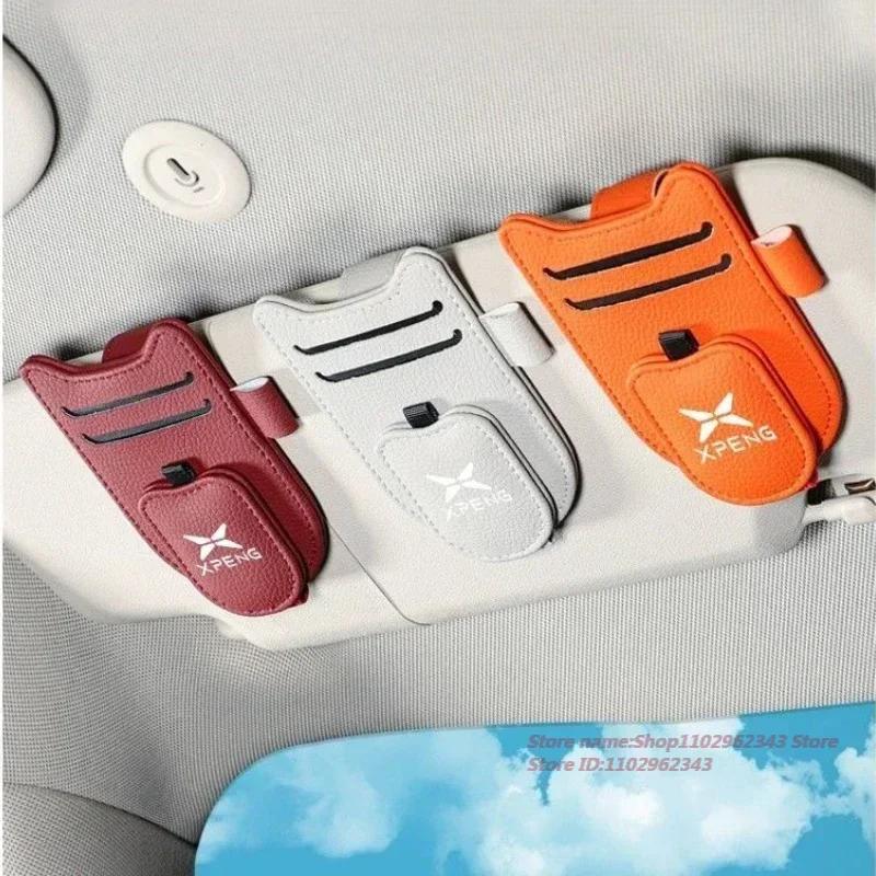 Multifunctional Car Glasses Clip Holder for Xpeng Xiaopeng P7 X9 G6 P5 G3 G9 - Sunshade Sunglasses Ticket Accessory