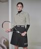 AIMSWING+8 Puff Sleeve Striped Polo Shirt
