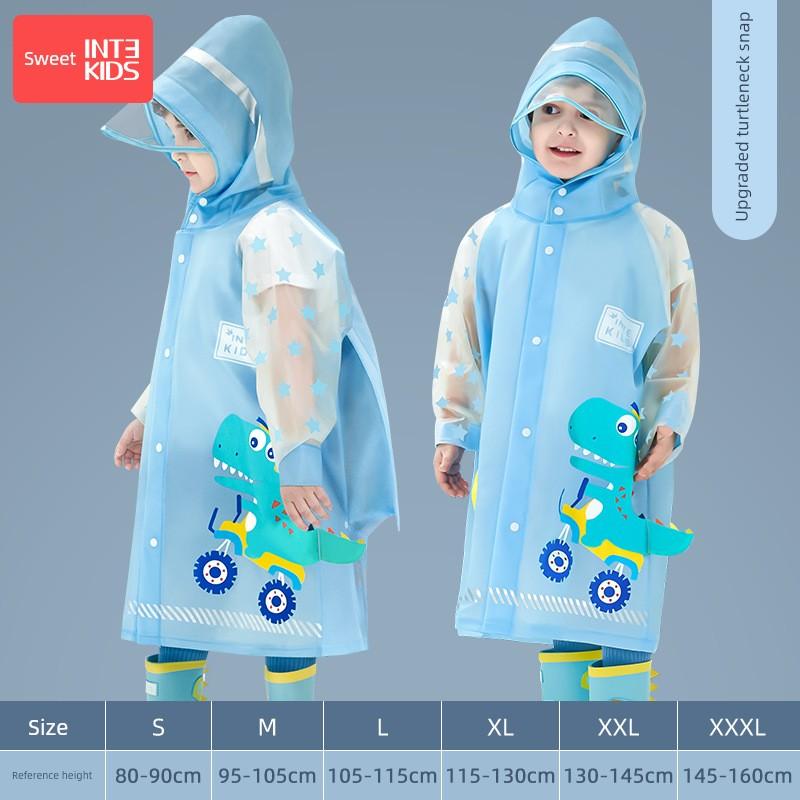 Children's Raincoat for Boys and Girls, Transparent Rain Poncho for Toddlers and Kindergarten Kids, Dinosaur Raincoat, Rain Gear