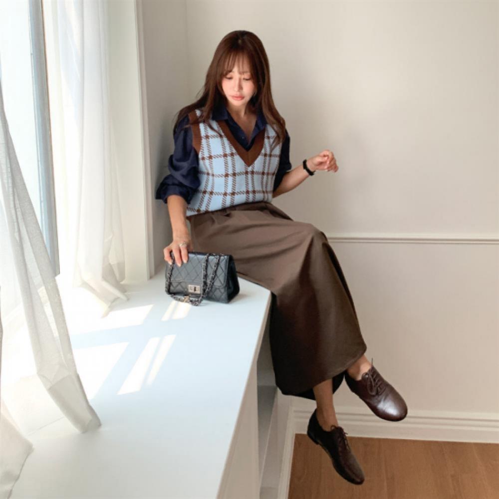 New ArriVals Open Run Women Big Check Colorblock V Neck Knit Vest