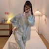 Pintura China a Tinta Estampada Ropa de Casa de Verano de Seda de Hielo Conjunto de Pijama de Manga Larga