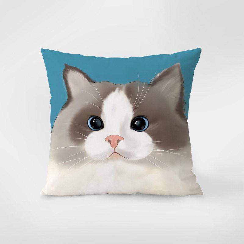 Cute Cartoon Cat Pillow Case For Dorm Bedroom Living Room Sofa Home Decor Cushion Cover