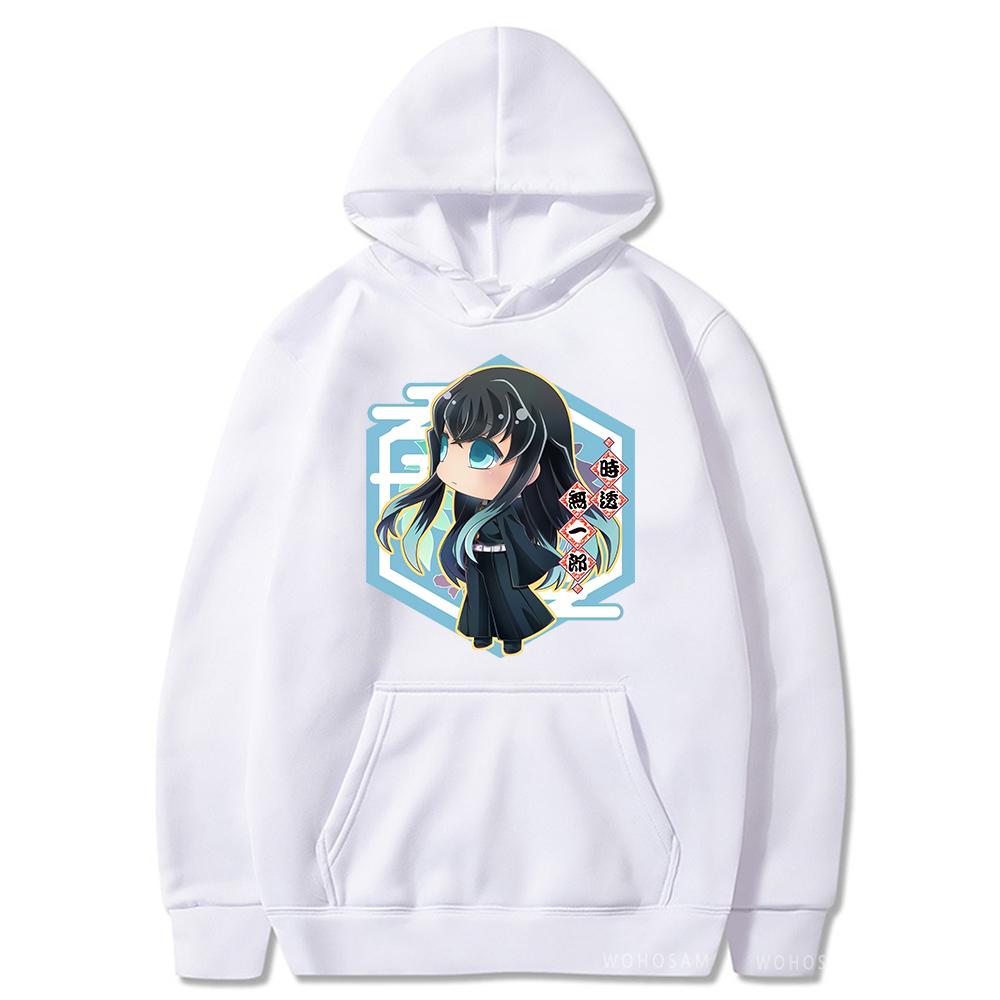 

Горячая аниме Demon Slayer Muichiro Tokito Kawaii с мультяшным принтом для мужчин и женщин лоскутные толстовки Harajuku Kimetsu No Yaiba толстовка XS белый