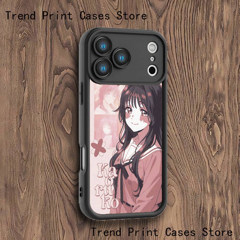 K-Kaoruko W-Waguri Phone Case For iPhone 17,16,15,14,13,12,11,Pro,Max,Plus,X,XS,SE4,E,Mini Black Thickened Border Case