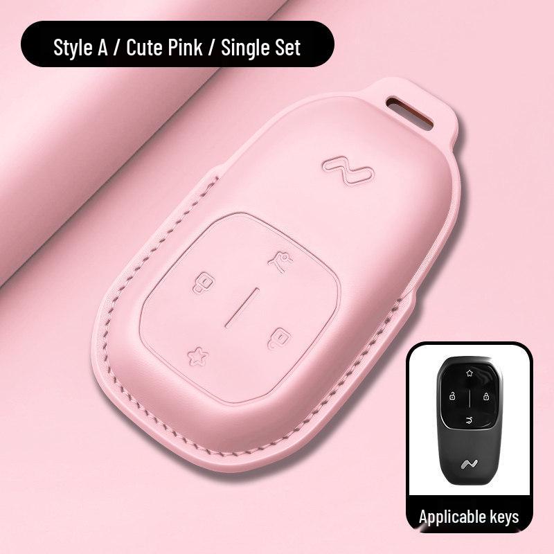 Nio LeDao L90 Genuine Leather Key Case for L60 - Car Remote Control Accessory with Buckle Shell