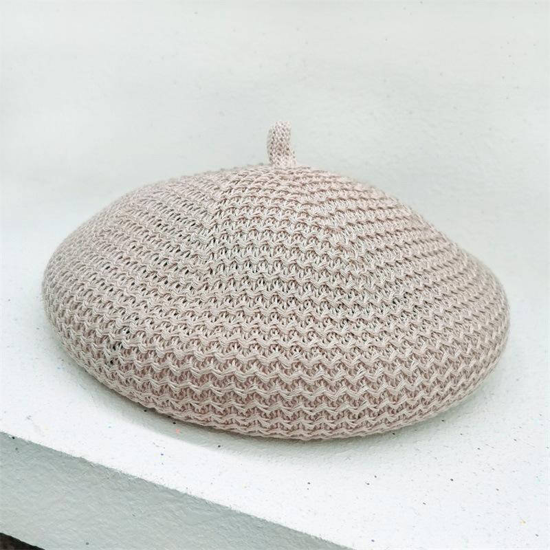 

Дышащий женский берет, весенне-летняя шляпа художника с ажурной структурой, японский повседневный полный комплект, модный берет для узкого лица One Size