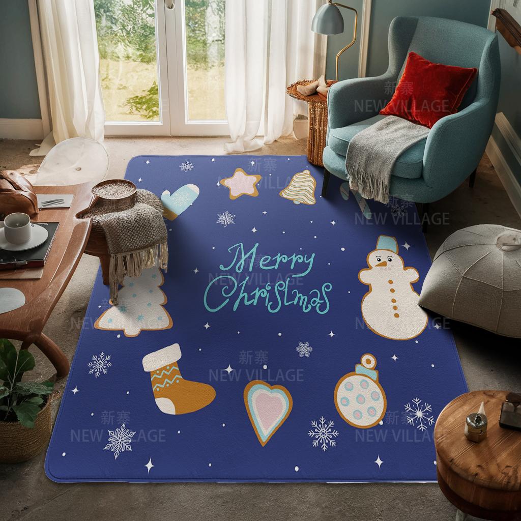 House Entrance Carpet Home Door Mat Living Room Bath Foot Bathroom Non-slip Water Absorption Rugs Bath Merry Christmas Winter
