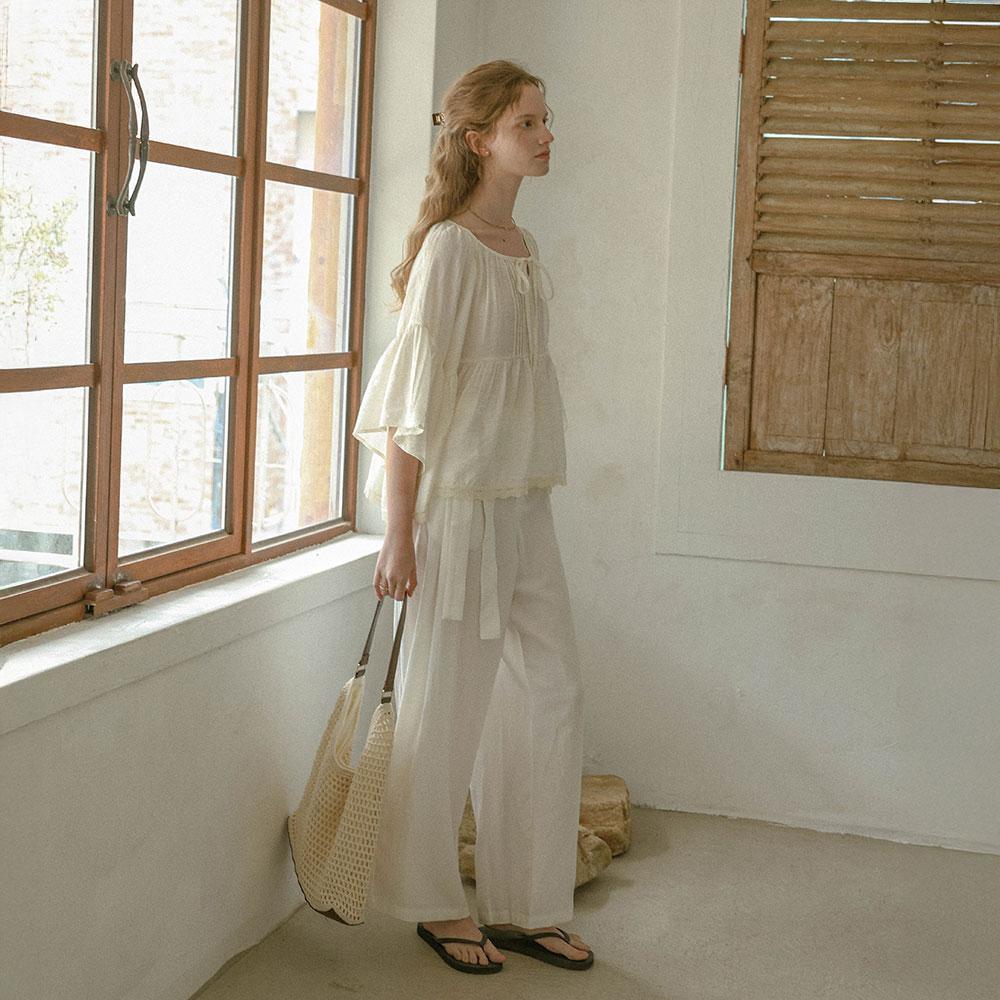 Peulaudeumali Pm_Tie Waist Lounge Pants_White