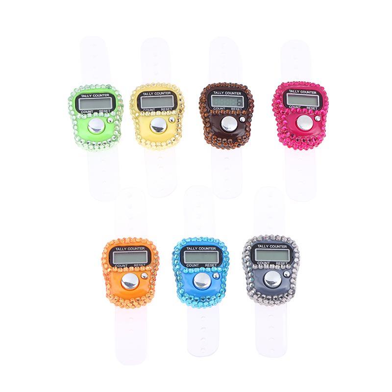 Portable 7 Colors Rhinestone Finger Counter Sparkling Design Counting Tool for Prayers Fitness and Learning Tasks
