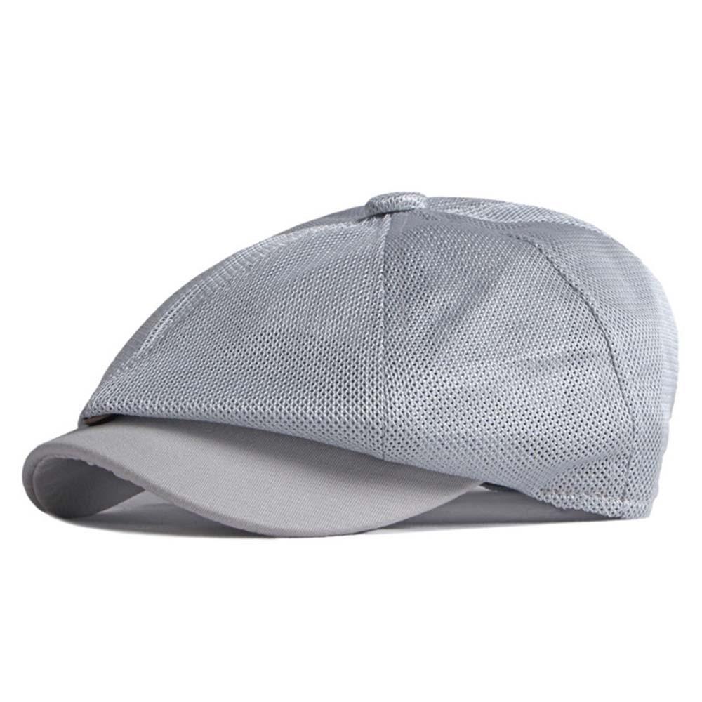 Hollow-Out Mesh British Beret Solid Color Sunshade Painter Cap Breathable Artist Hat  Spring светло-серый