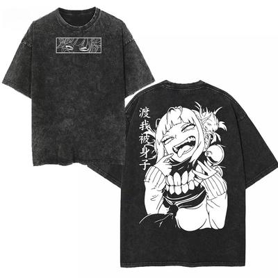 Japanese Anime Graphic Washed New Arrival Mens Clothes Tee Shirt Homme Graphic T-Shirts Men Tshirt for Men Ropa Hombre