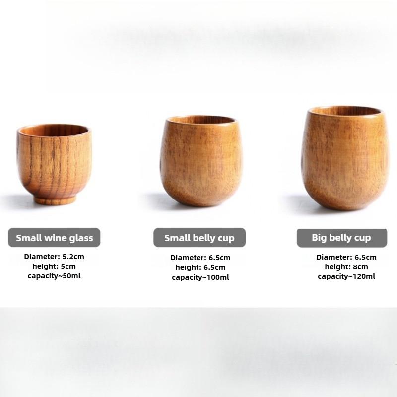1PC Woodens  Belly Cup Creative Pattern Wooden Solid Wood Handcarved Anti Scald Tea Cups Simple Fragrant