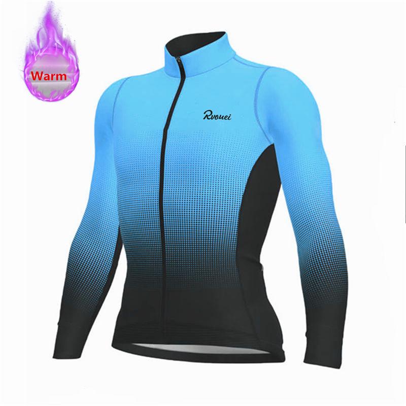 Rvouei Winter Lange Mouw Thermisch Fleece Fietsjersey Set Koersbroek Ropa Ciclismo Fietskleding MTB Fietsjersey Uniform