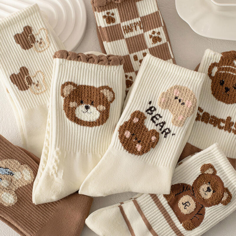 Louis Women's Teddy Bear Socks Set Medium Thick Bone