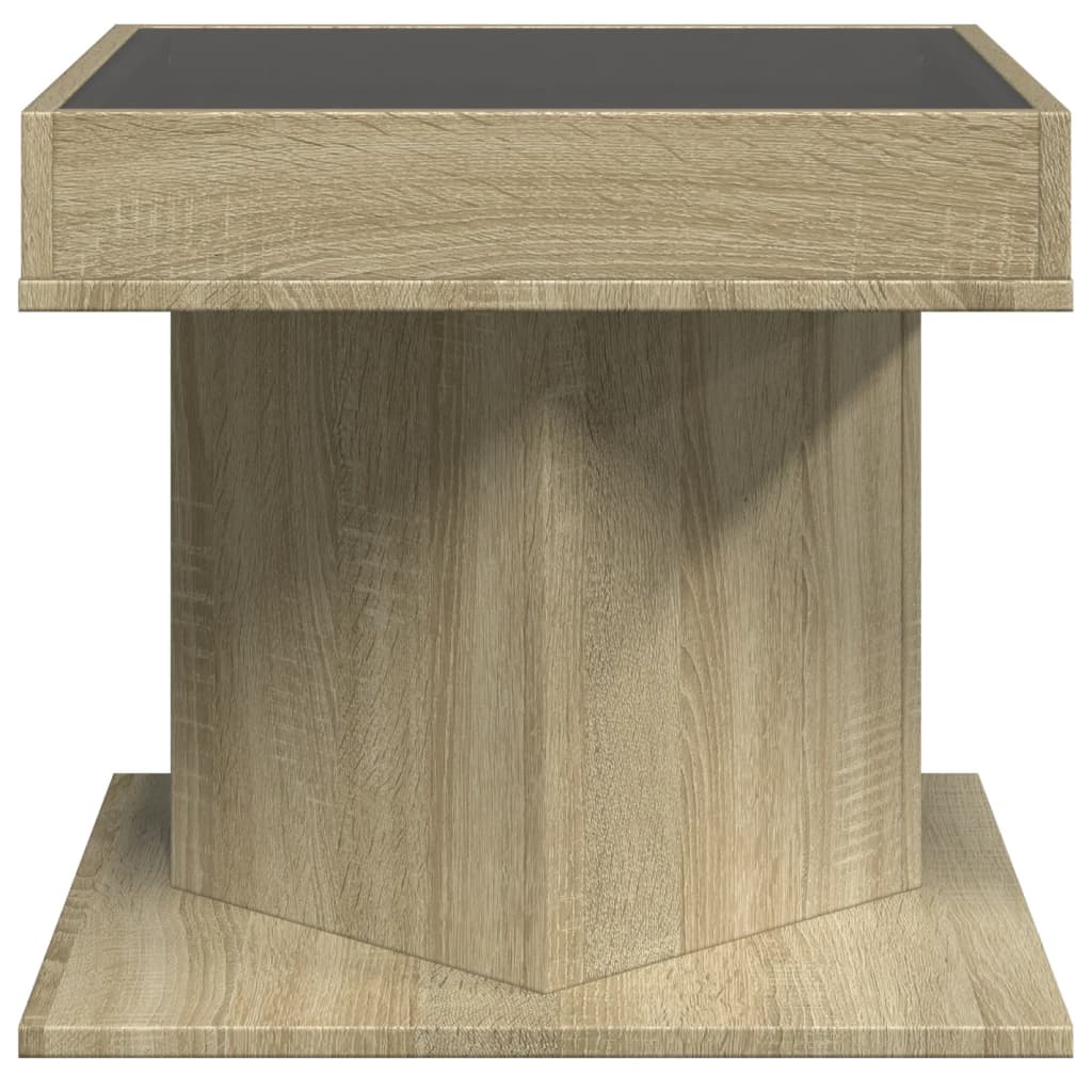 LED Coffee Table in Sonoma Oak 50 x 50 x 45 cm Particleboard