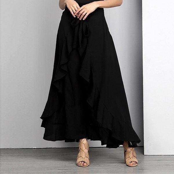 High Waist Pleated Wide Leg Lightweight Retro Breathable Fashion Chiffon Pants Plus Size
