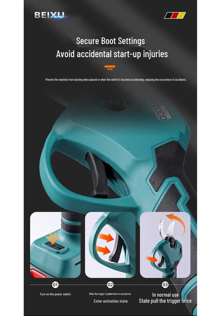 High-Power Wireless Electric Pruning Shears with LCD Display and Lithium Battery