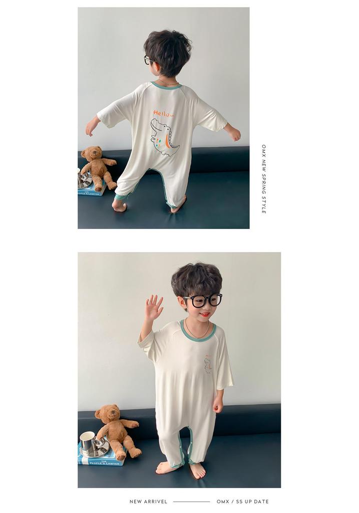Boys' Spring & Autumn Modal Pajamas - Short-Sleeve Cartoon Sleep Bag for Baby Boys