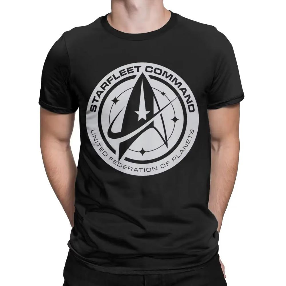 Stars Treks Discovery United Federation T Shirt for Men Cotton T-Shirts Round Collar Tee Shirt Short Sleeve Clothing Graphic