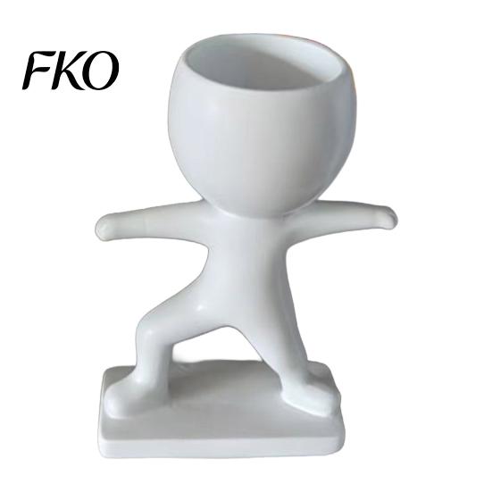 Mini Green Plant Pot Fun Workout Figure Planter, Modern Resin Treadmill Runner Pot, Dumbbell Black And White Planter Body Builder Holder,