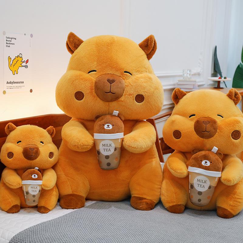 Milk Tea Capybara Plush Toy Cute Cartoon Girl Birthday Holiday Gift Pillow Doll