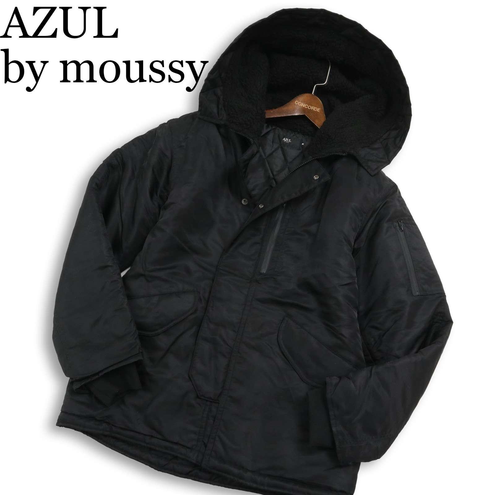 AZUL by moussy Autumn/Winter Boa Hoodie Filling Jacket Sz.M Men s Black