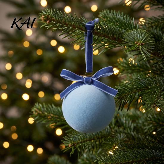Velvet Christmas Tree Balls 15Pcs Flocking Ball Hanging Ornaments with Bow Decor, Retro Flocked Luxury Holiday Baubles Bubbles for Home Decoration,