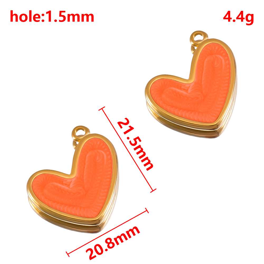 2pcs Stainless Steel Orange Enamel Retro Anklet Charm Bohemia Gold Plated Pendant Base for DIY Earring Necklace Jewelry Findings