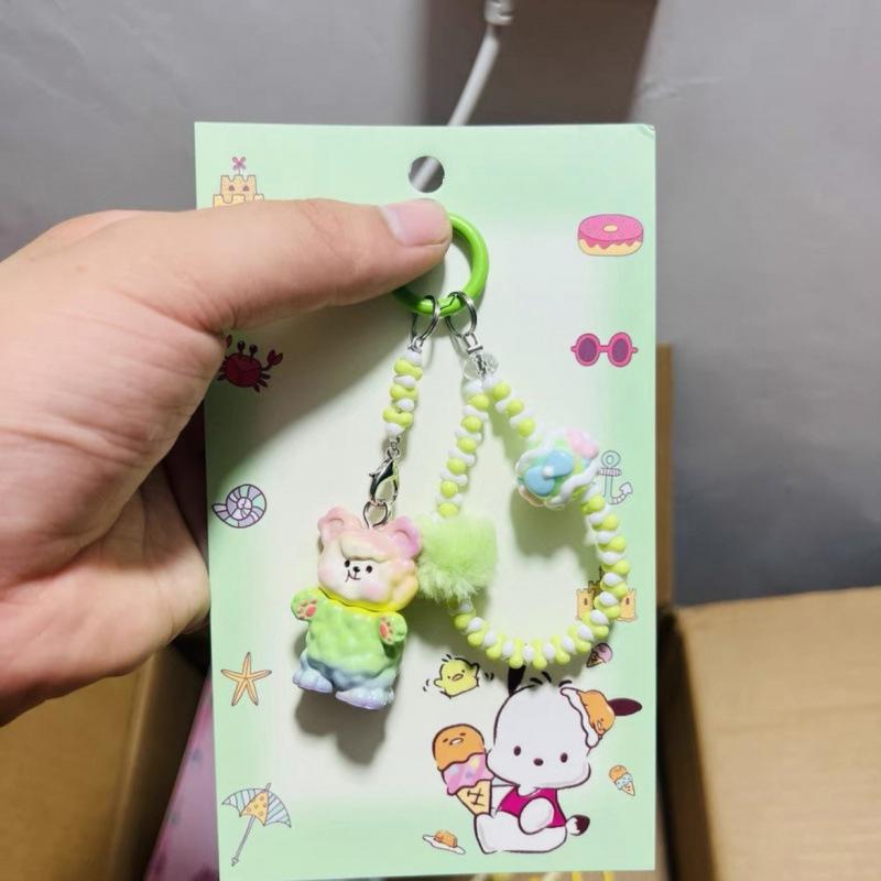 Kawaii Cartoon Doll Keychain Cute  Beaded Keychain Bag Decoration Accessories Universal Mobile Phone Pendant Gifts