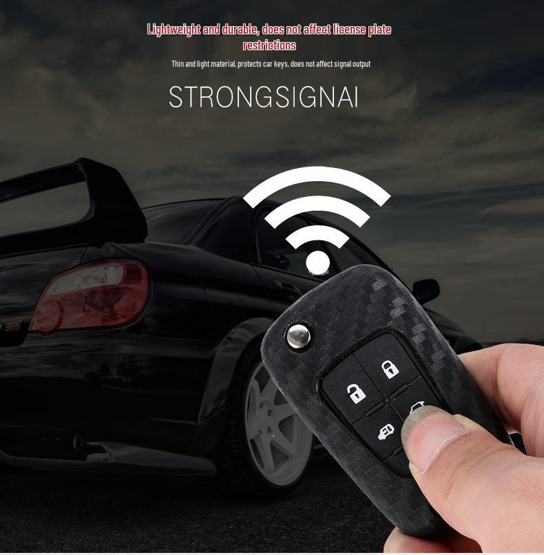 Carbon Fiber Silicone Key Cover for Buick Excelle 15T/18T & Chevrolet Folding Key