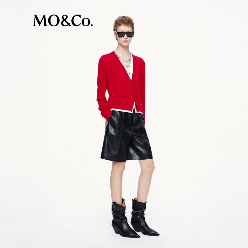 MO&Co. Merino Wool Faux Two-Piece Cardigan