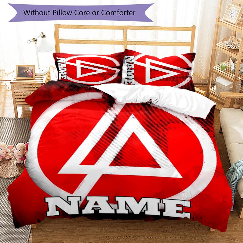 3pcs Custom Name Cartoon Linkin Park Bedding Set Duvet Cover Closure Includes 1 Duvet Cover & 2 Pillowcases for All Seasons Bedroom Decor