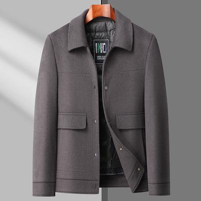 Νέο Φθινοπωρινό και Χειμερινό Μάλλινο Ανδρικό Κοντό Πέτο με Επένδυση Πουπουλένια Μονόχρωμο Παλτό Μάλλινο Πουπουλένιο για Νέους και Μέσης Ηλικίας