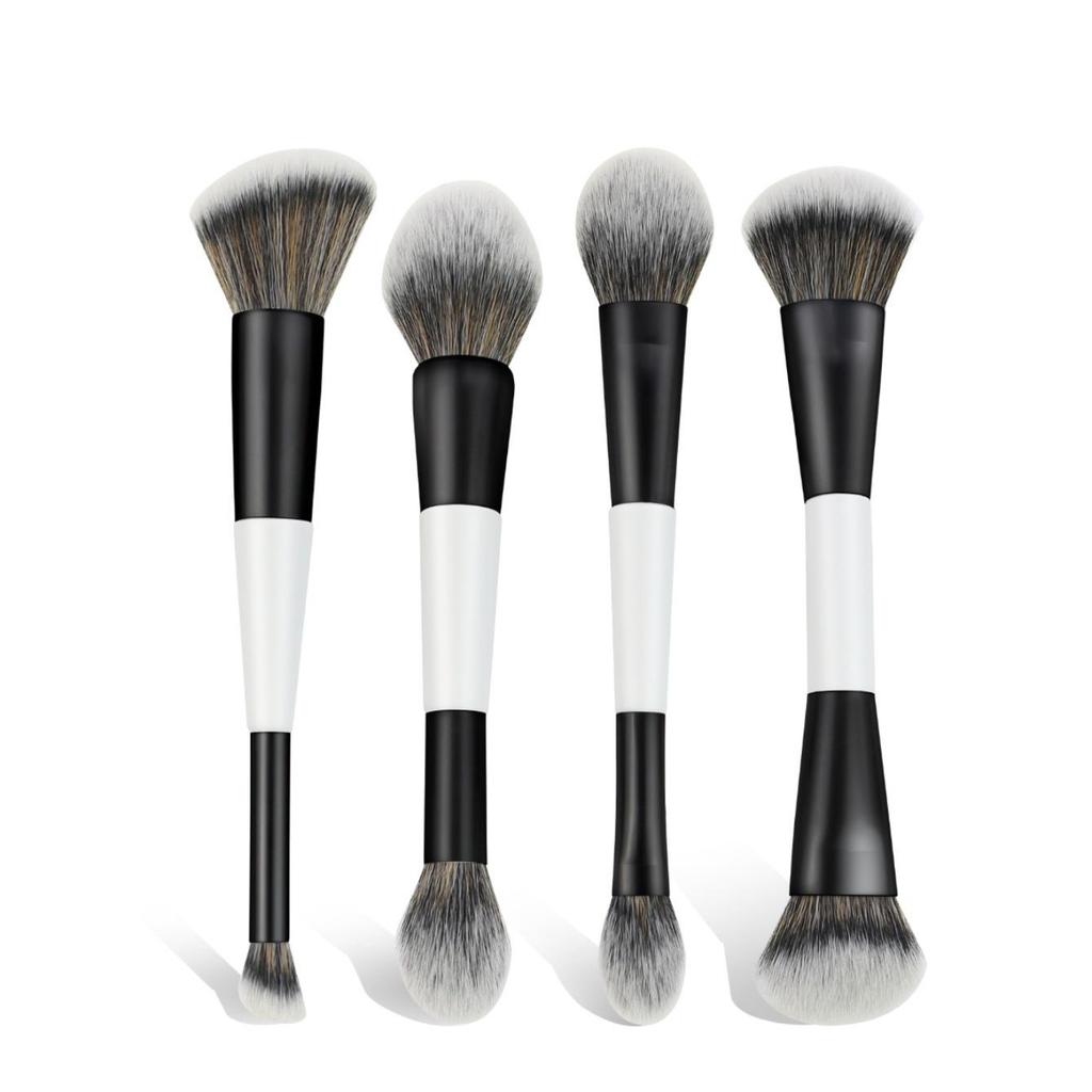 4-in-1 Double-Ended Makeup Brushes: Foundation, Powder, Blush, Highlighter, Contour Brush Set