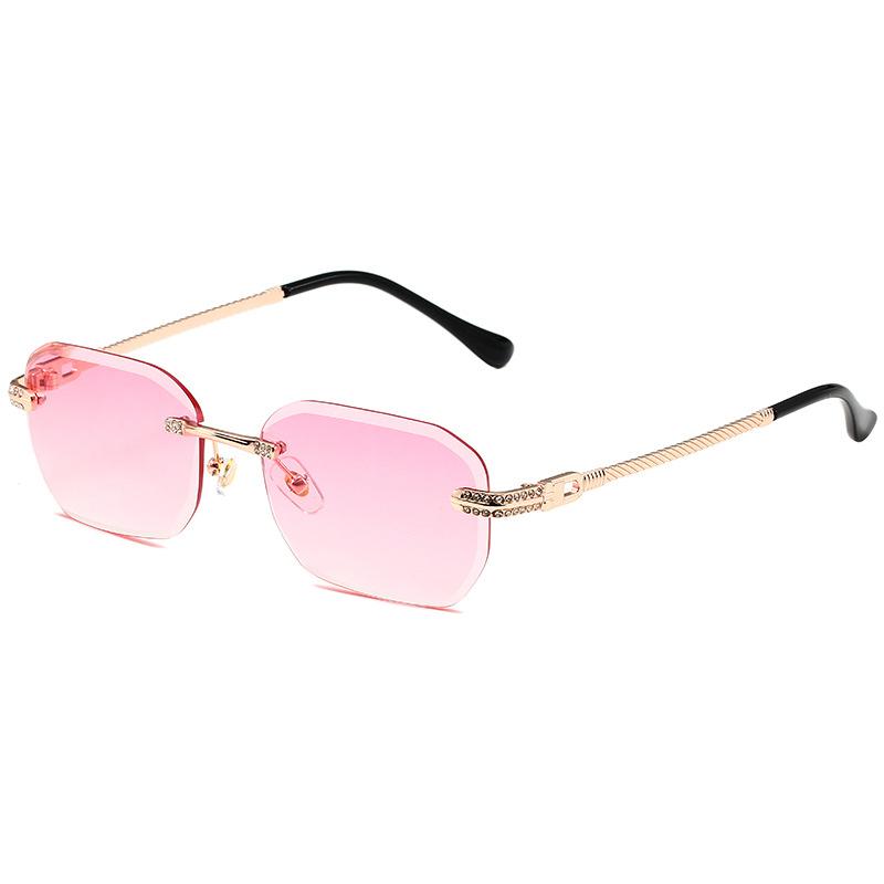 Women's fashion cut edge diamond rimless sunglasses Men's classic fashion brand driving glasses Trendy street wear accessories