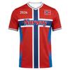 Maglia da Calcio con Scollo a V Bandiera Norvegese Traspirante Asciugatura Rapida Maglietta Sportiva Bambini Adulti Fan