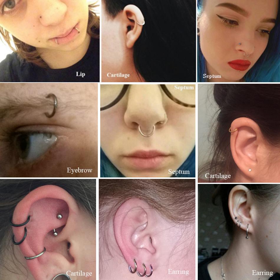 1 Stück G23 Titan Gelenk Segment Nasenring 16g & 14g Brustwarzen Clicker Ohrknorpel Tragus Helix Lippenpiercing Unisex Modeschmuck