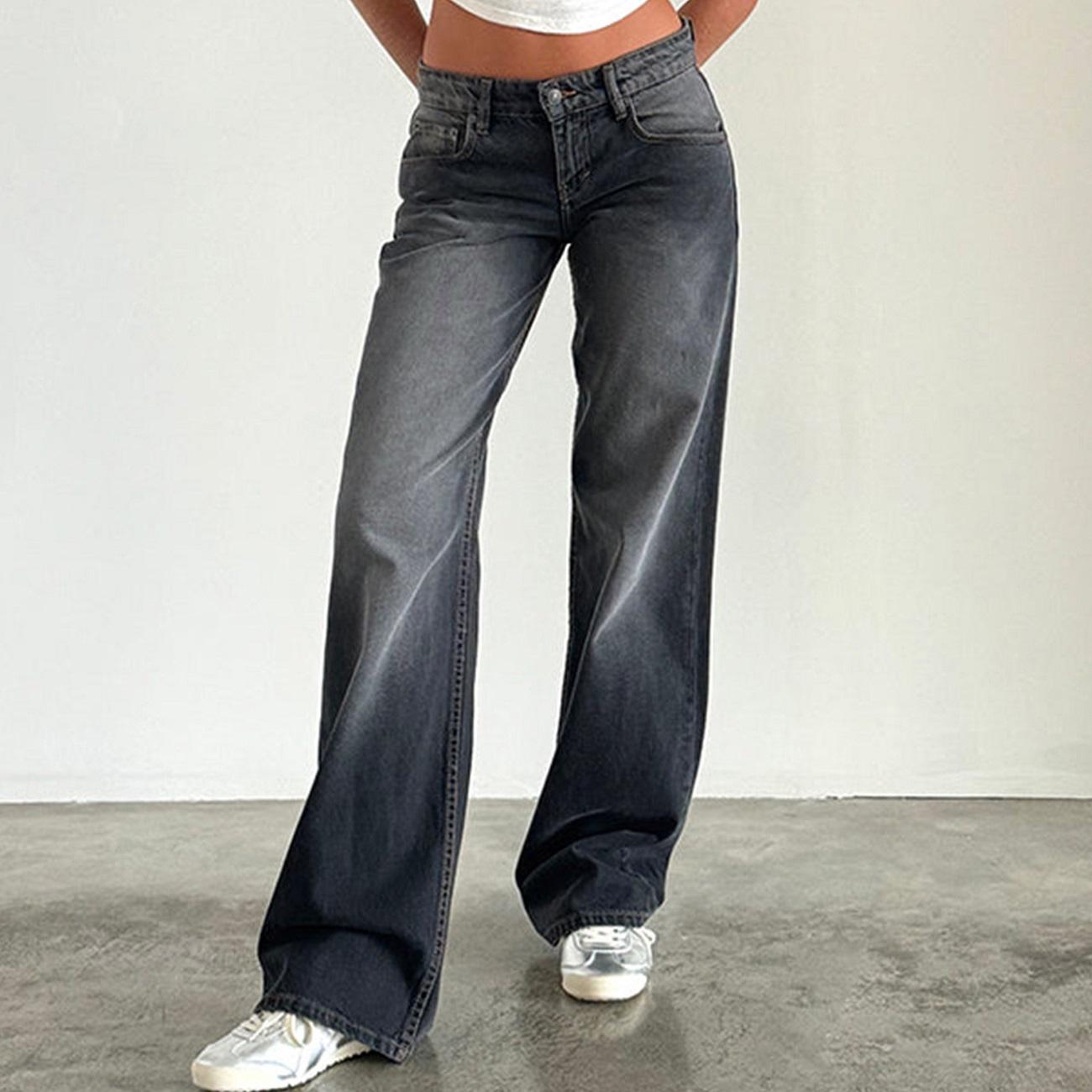 Darling Women Boutique A Baggy Jeans voor Dames Trendy Lage Taille Casual Rechte Pijp Boyfriend Jeans Denim Broek met Zak Streetwear XL