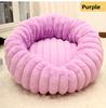 Cats Dogs Round Straight Stripe Plush Warm Comfortable Soft Washable Portable Pet Mat Bed All Seasons