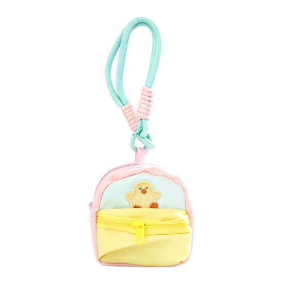 Small Coin Purse for Girls Purse, Macaron Style Mini Backpack Pendant with Lanyard, Lightweight Durable Fabric Pouch Double Zippered Compartments