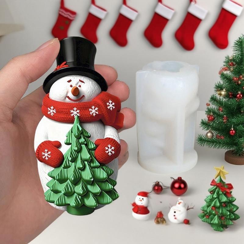 Reusable Food Grade Silicone Candle Mould for Snowman Shape Candle Soaps Chocolates Art