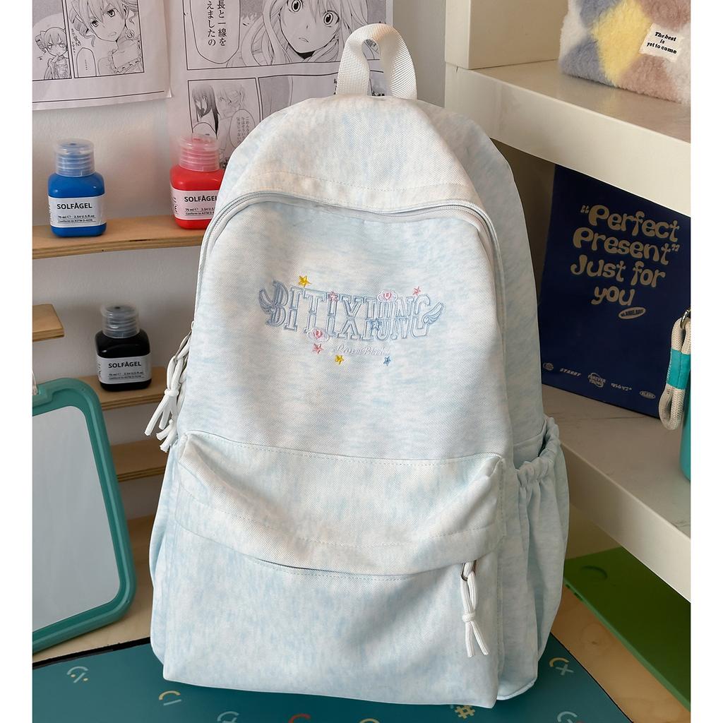 Schoolbag Junior high school student schoolbag female new cute large capacity embroidered student backpack simple versatile college backpack