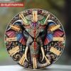 Elephant Wall Clock. Colorful Decorative Timepiece with Roman Numerals for Living Room or Bedroom.