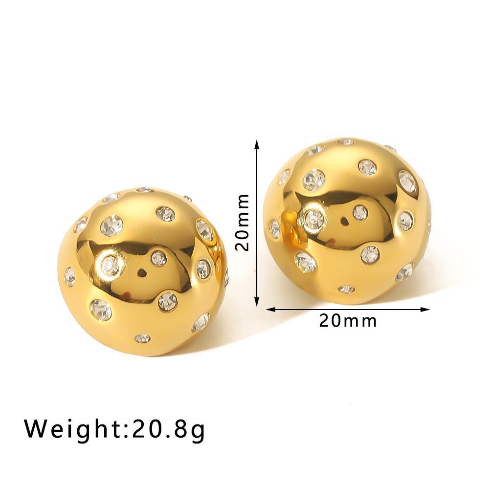 Round Ball Inlaid Diamond Spark Earrings For Women Gold Sliver Color Zirconia Stud